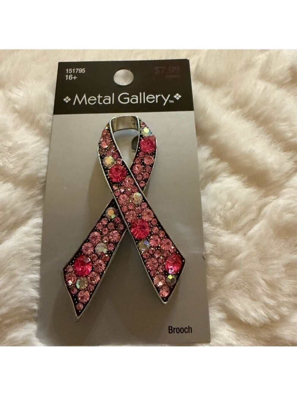 Gallery Pink and Silver Crystal Brooch